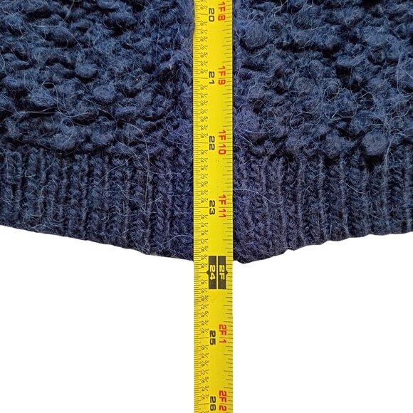 Lucky Brand Women’s M Chunky Knit Wool Alpaca Zip Cardigan Sweater Navy Blue - Picture 10 of 13